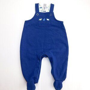 GAP Baby Newborn Boys Farm Animal Blue Overall Footie One Piece